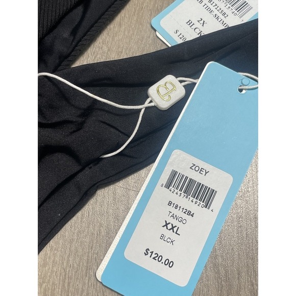 Beach Bunny Swimwear Bikini Bottoms Black‎ 2 Pair Zoey Zipper Rib Tide Skimpy 2X - Picture 3 of 9